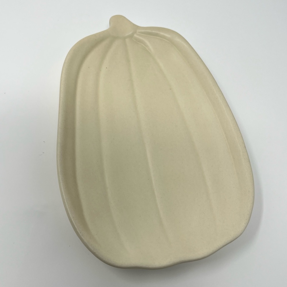 Pumpkin Shaped Tray Home Decor Office Fall Beige Small Serving Board Ring Dish 5